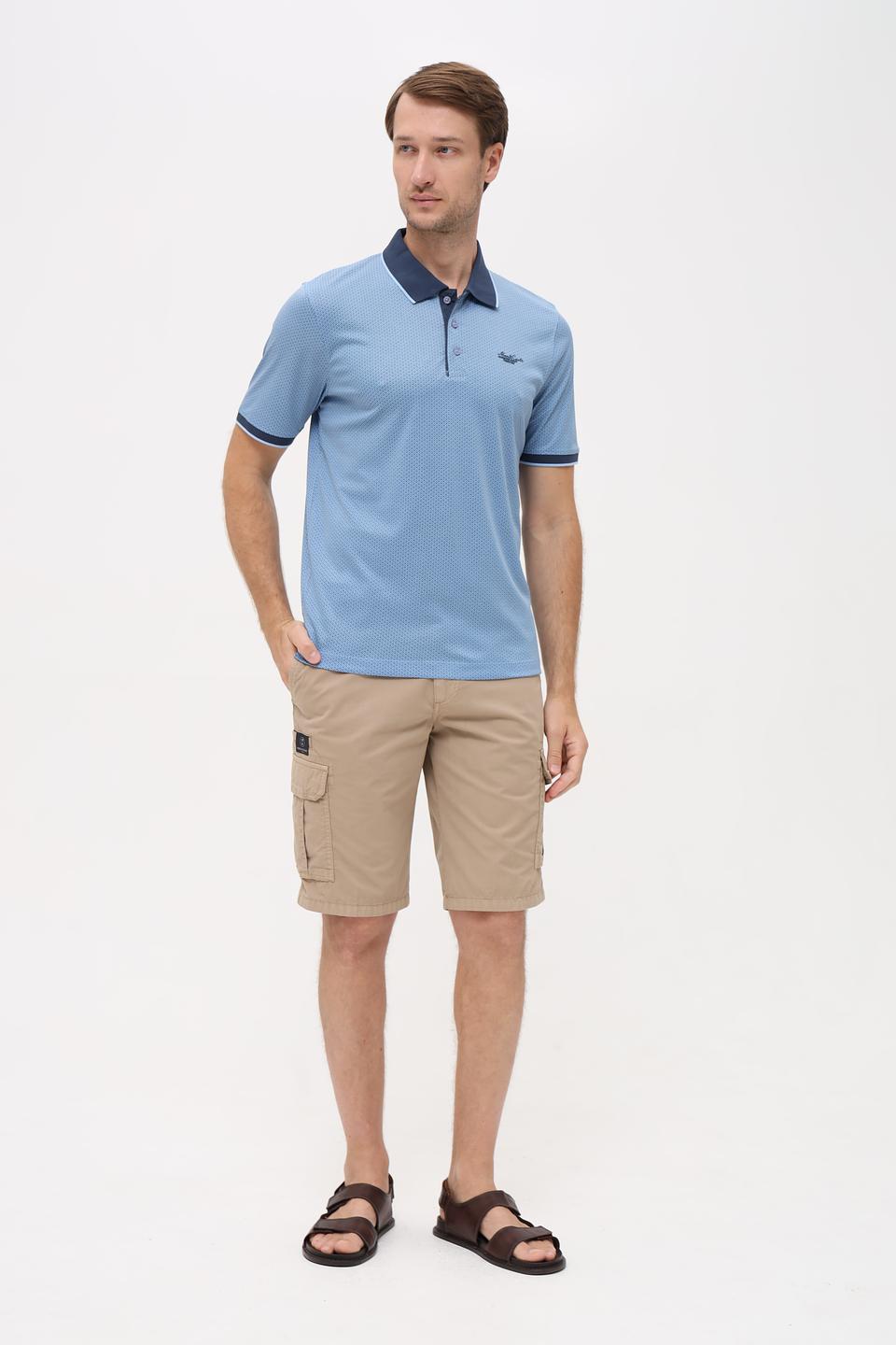 Поло Monte Carlo с узором голубой