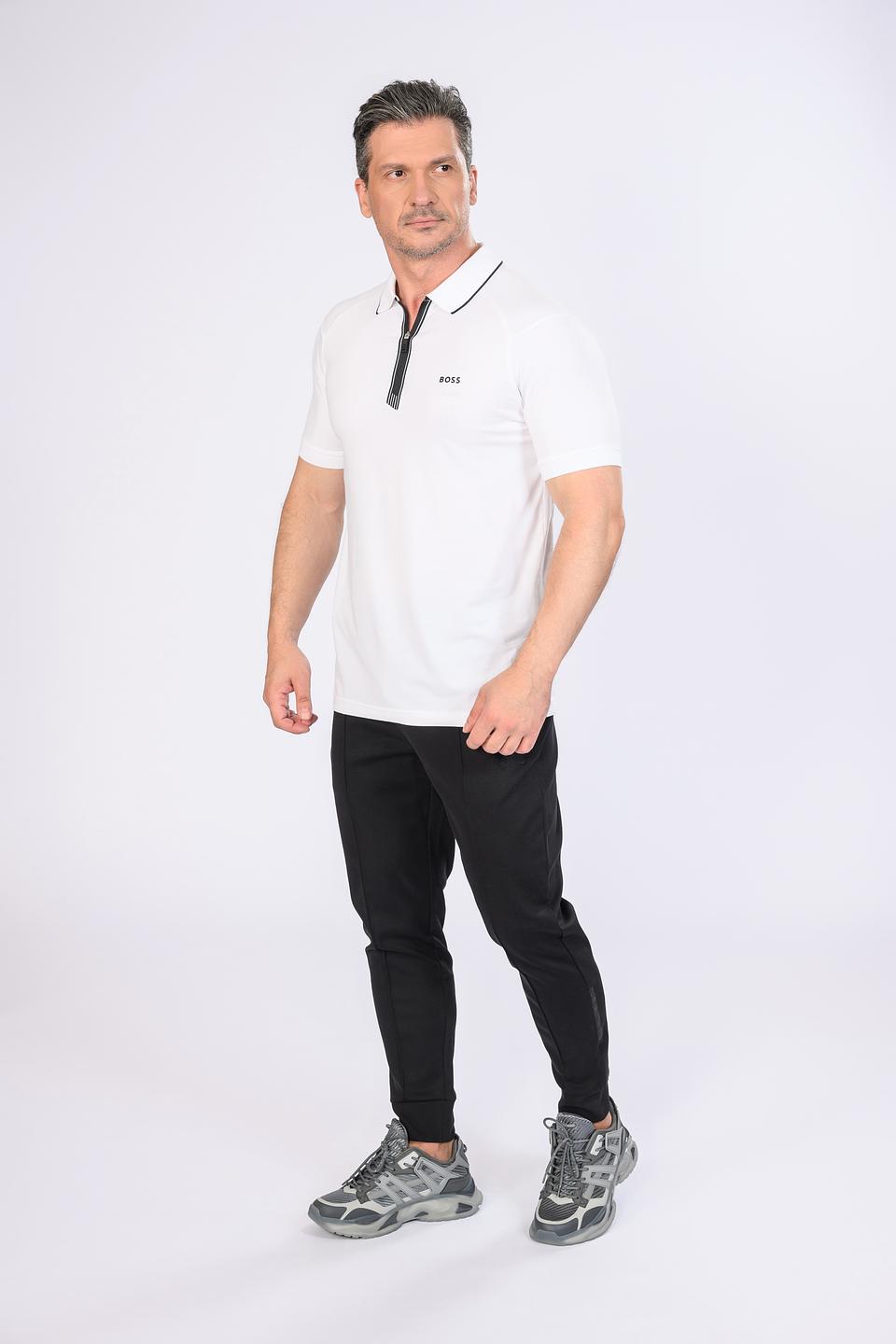 Поло Boss Green с молнией белый