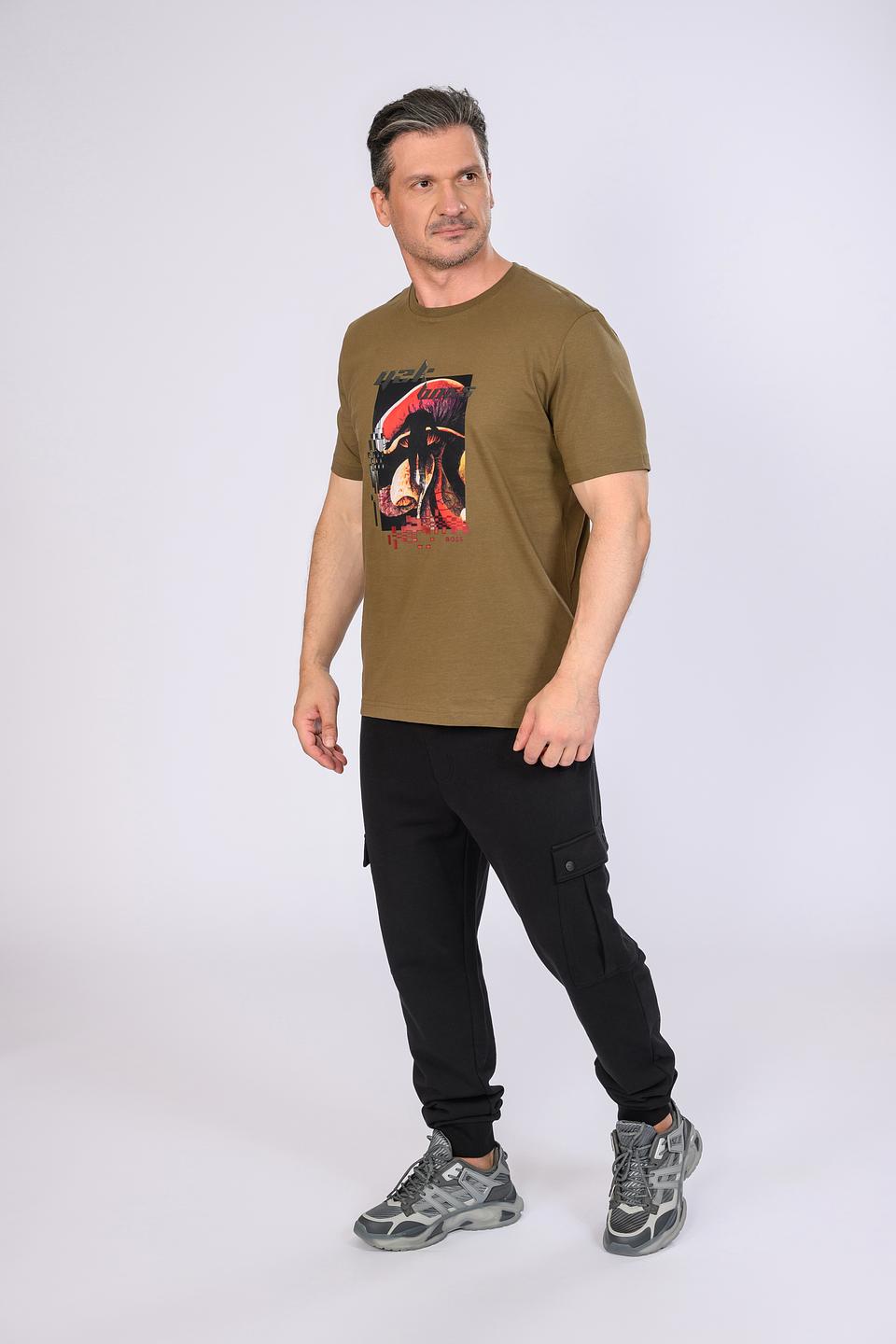 Футболка Boss Orange с принтом хаки