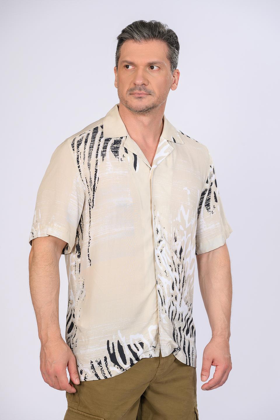 Рубашка Boss Orange с принтом бежевая