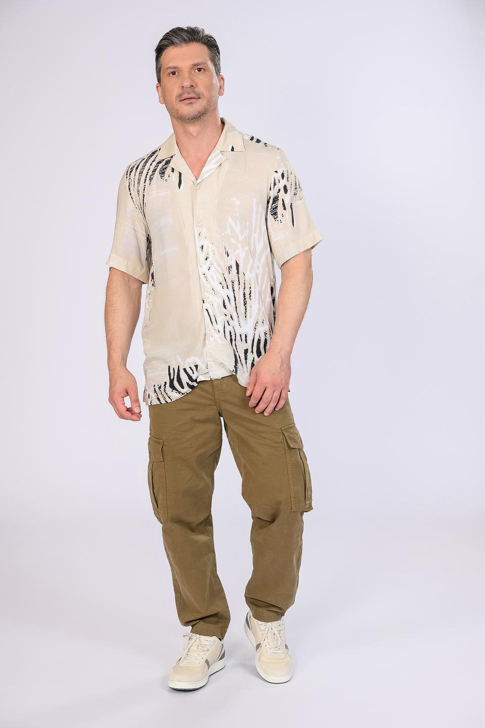 Рубашка Boss Orange с принтом бежевая