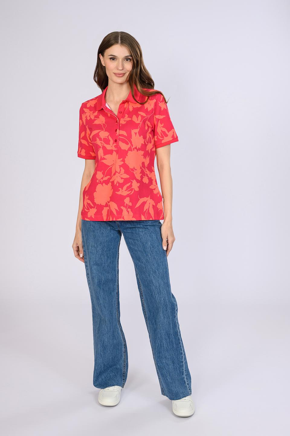 Поло Maerz с цветочным принтом коралловым