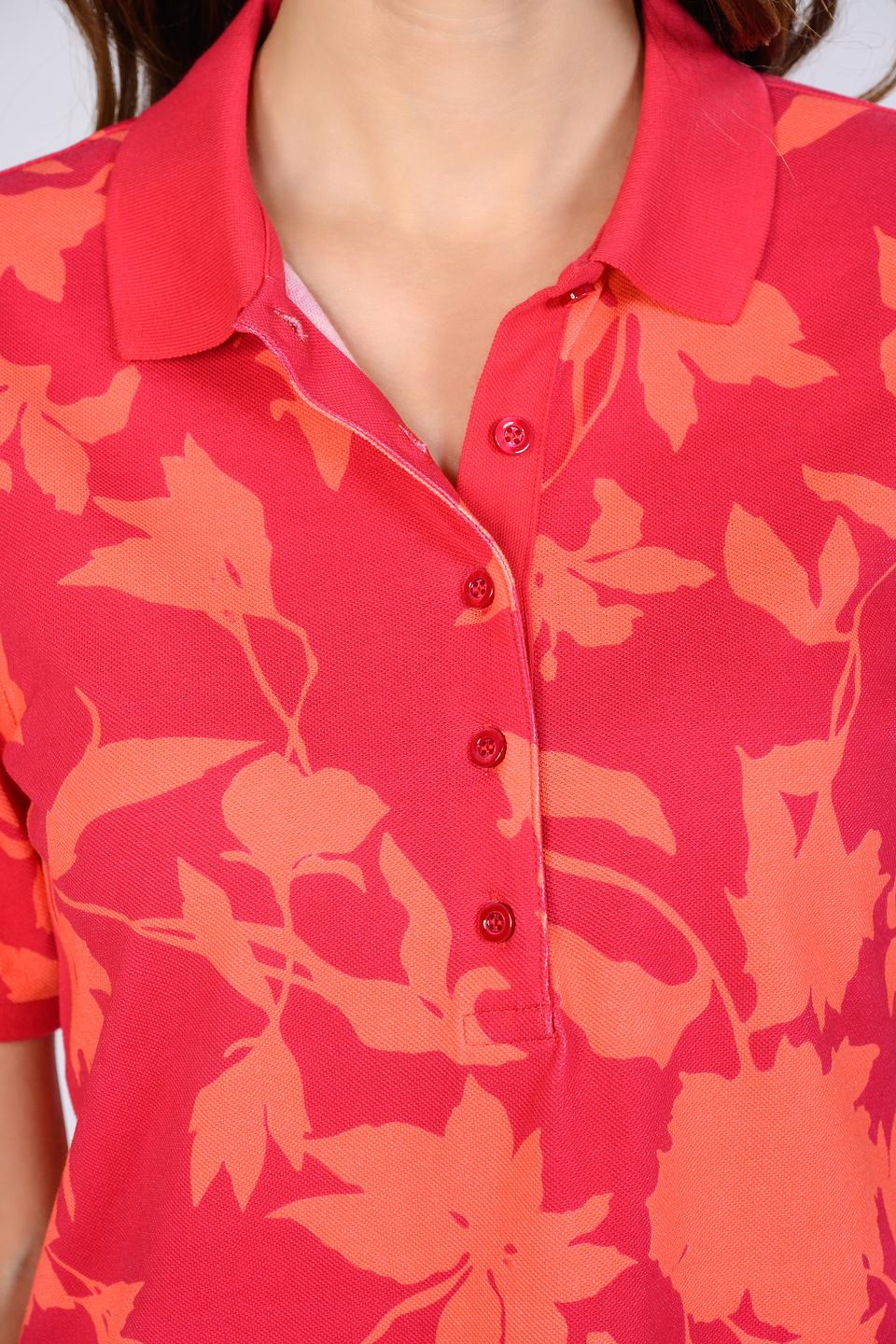 Поло Maerz с цветочным принтом коралловым