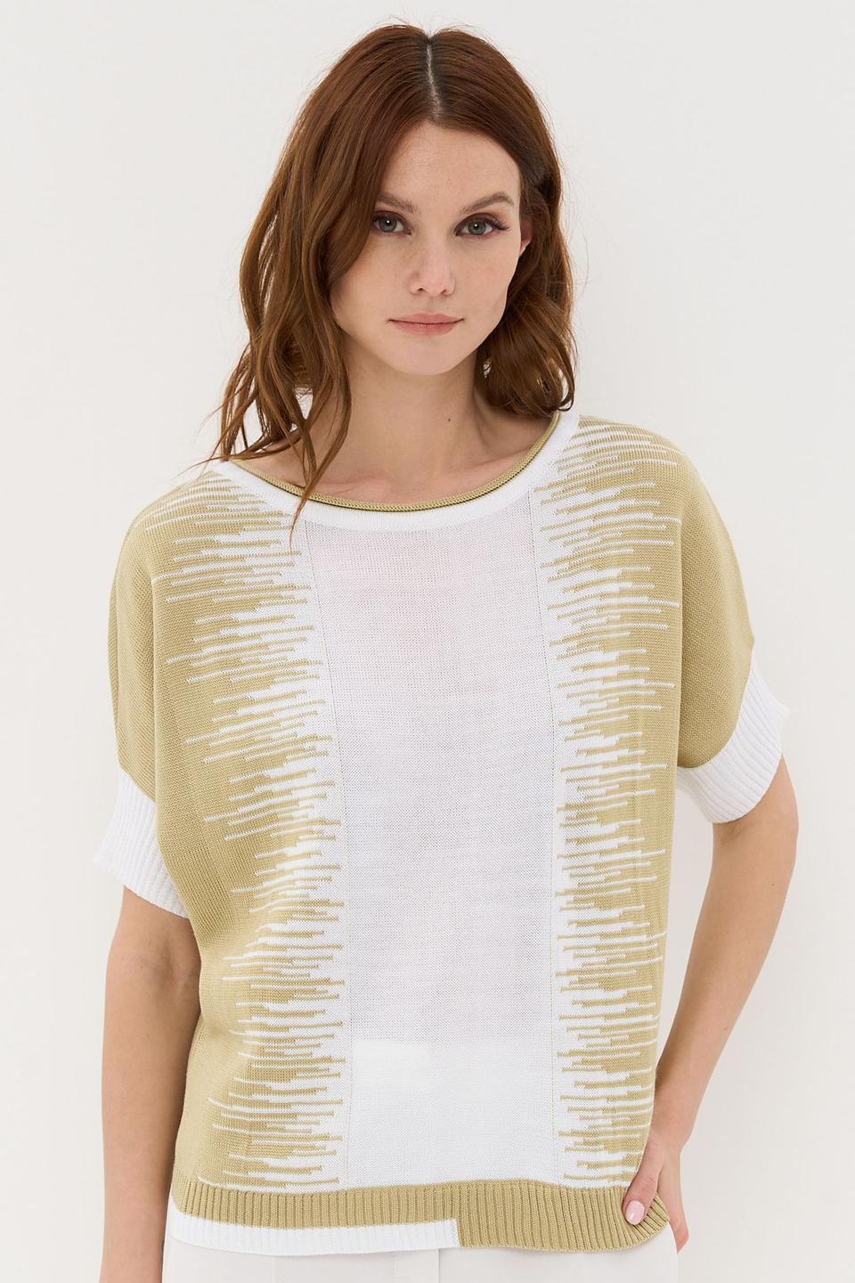 Джемпер VAY с полосками оливковый