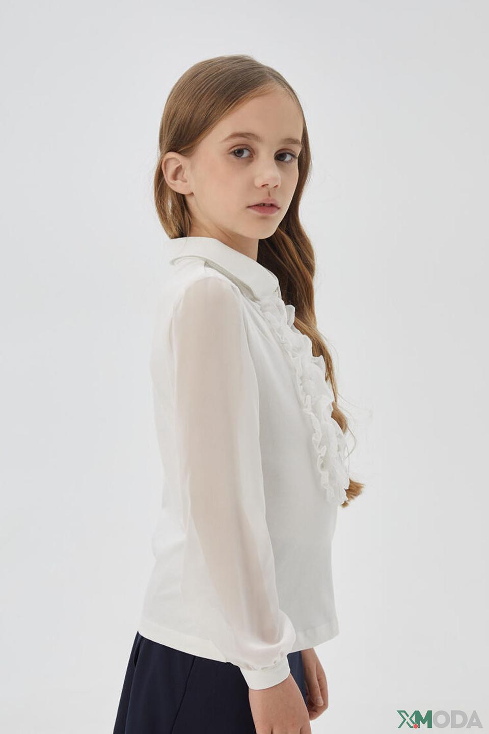 Блуза Choupette белая со сборками и стразами