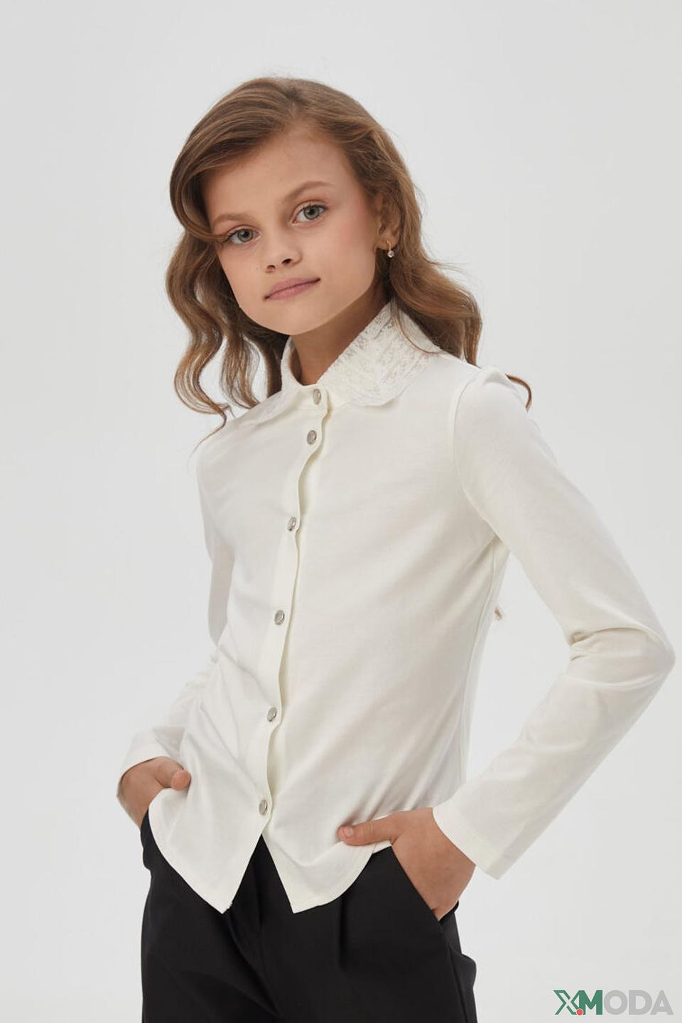 Блуза Choupette белая с кружевным воротником для девочки