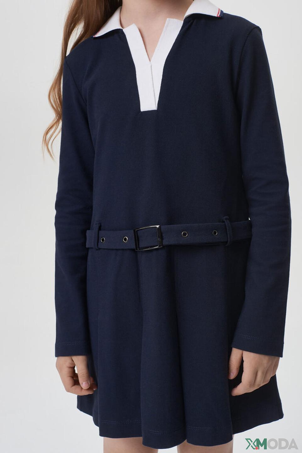 Платье Choupette дев. с воротничком синее