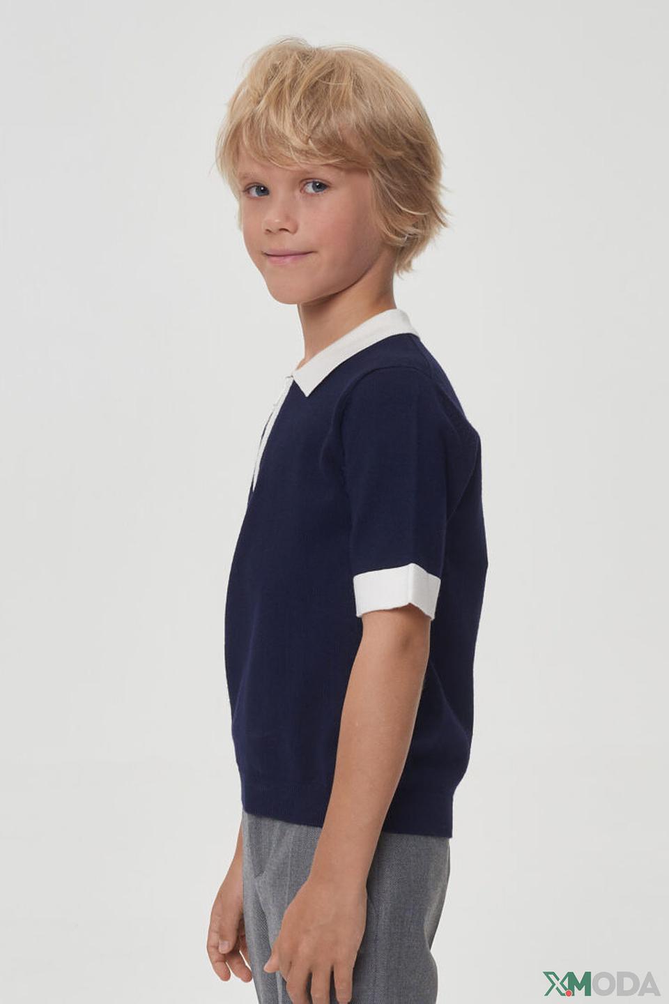 Поло Choupette синее с белым воротником и молнией