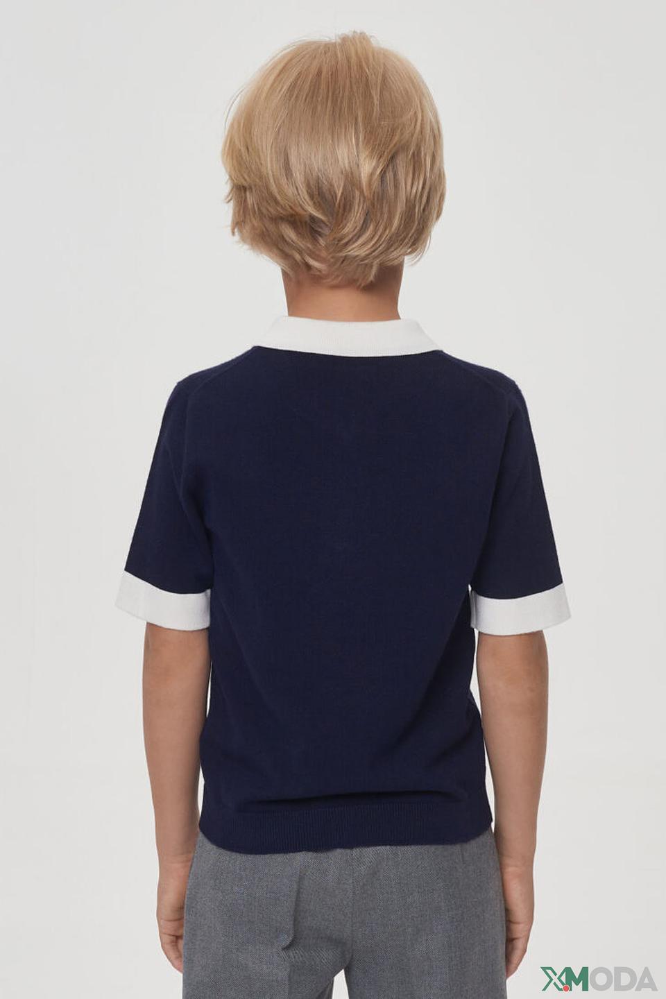 Поло Choupette синее с белым воротником и молнией