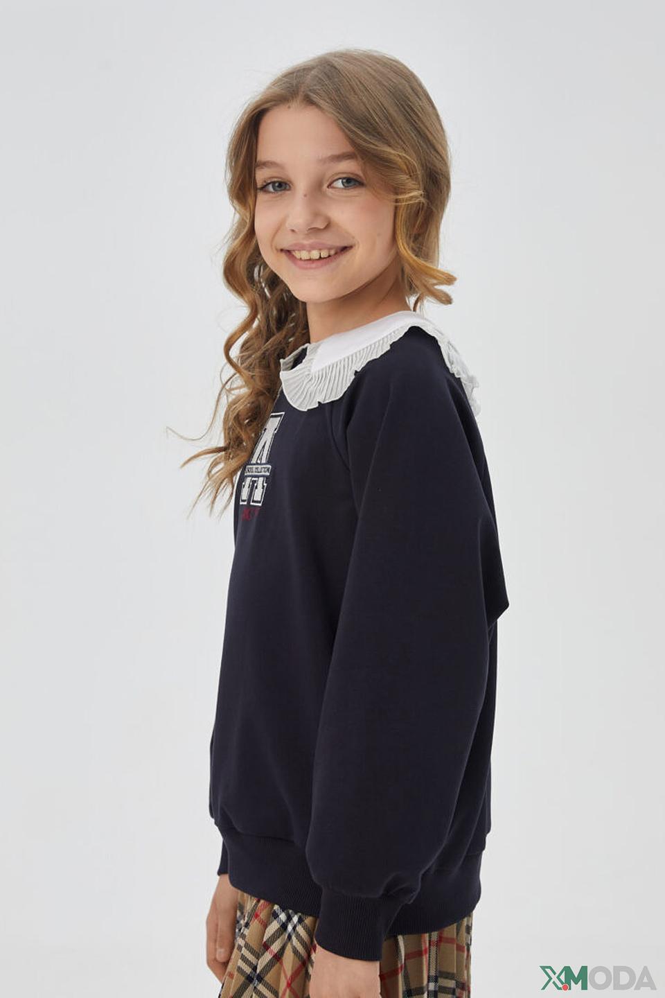 Пуловер Choupette дев. синий с аппликацией