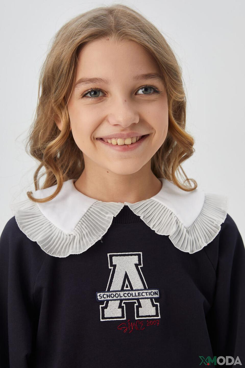 Пуловер Choupette дев. синий с аппликацией