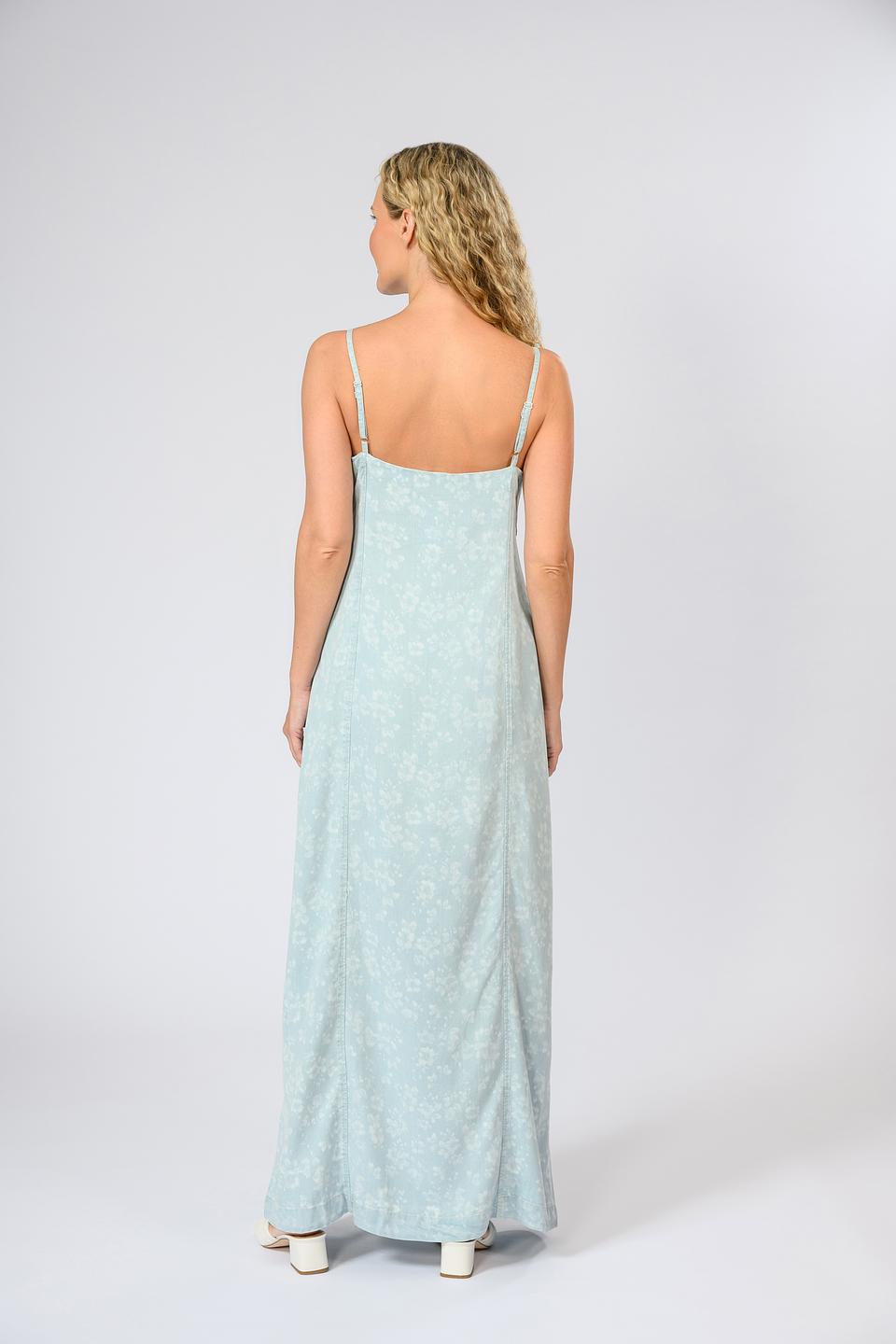 Платье Guess с цветочным принтом голубое