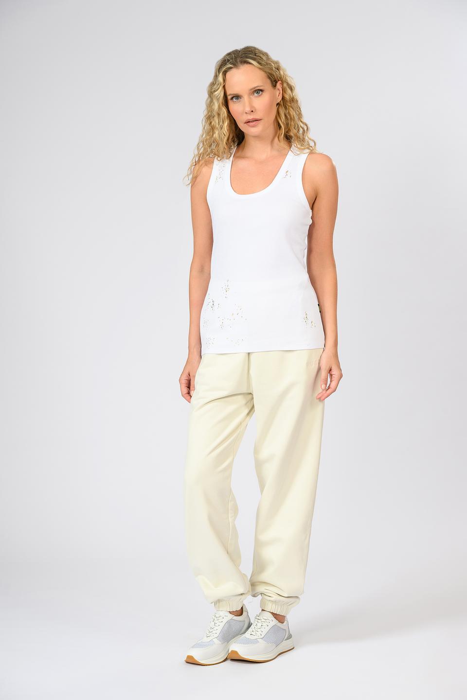 Топ Twin Set Actitude белый с вышивкой