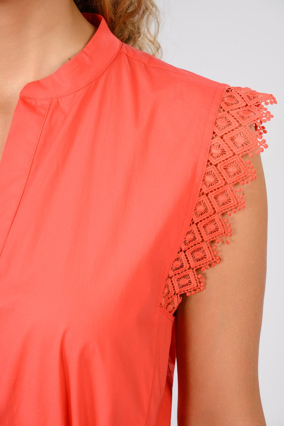 Платье Twin Set коралловое с кружевом