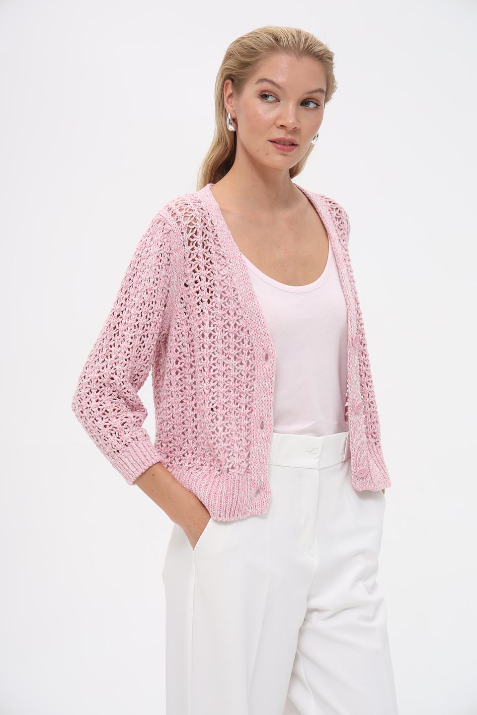 Жакет Monari розовый ажурный