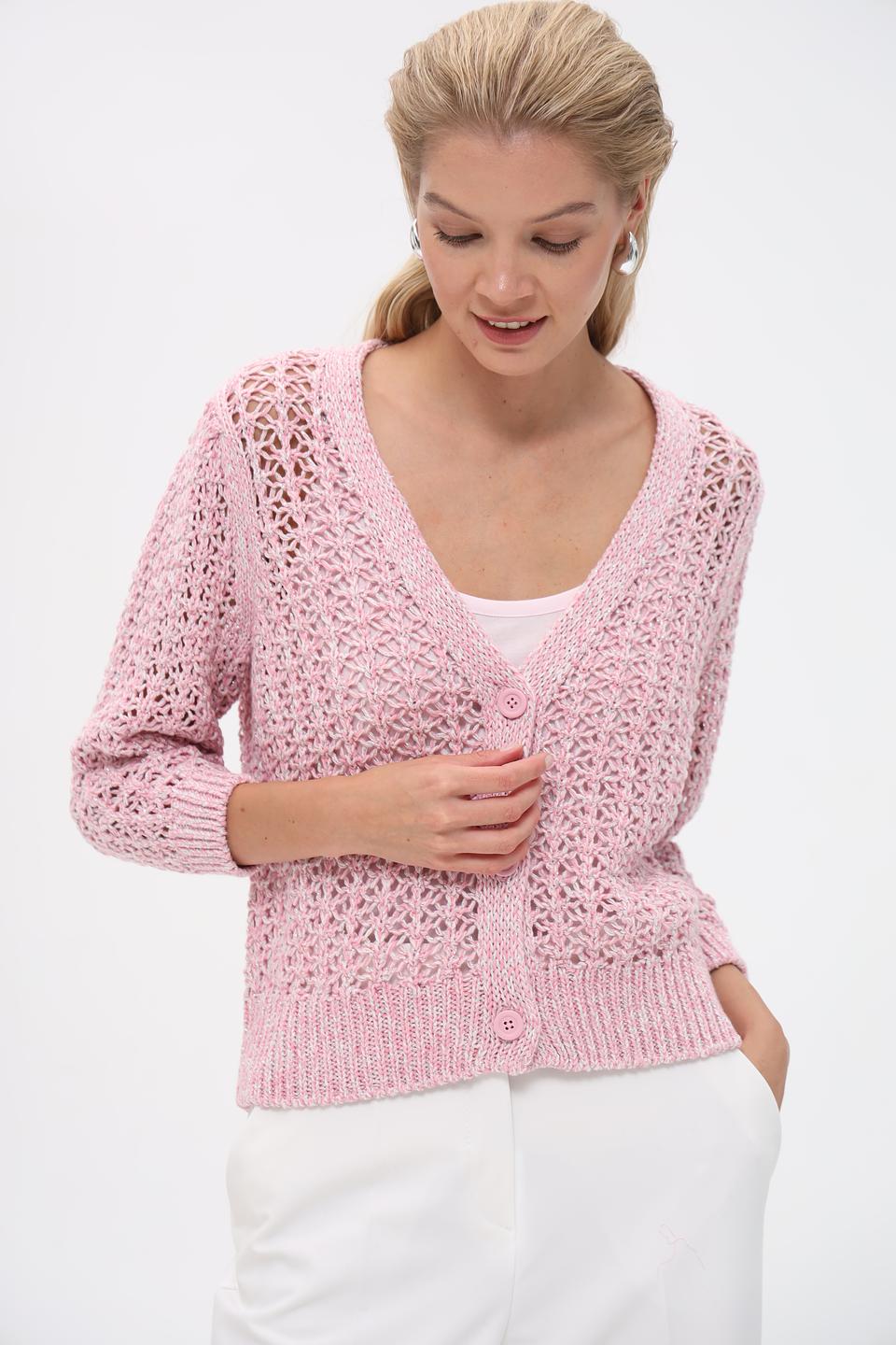 Жакет Monari розовый ажурный