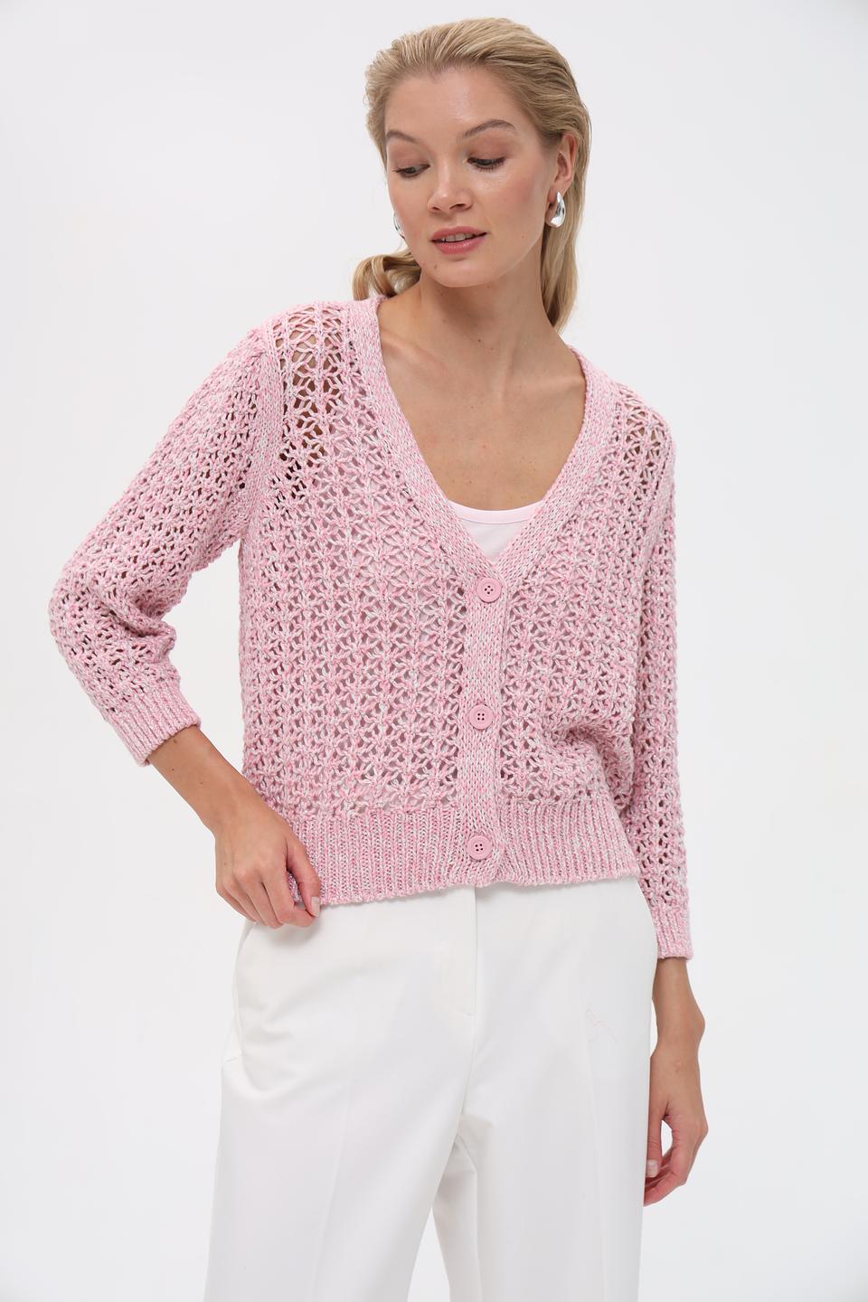 Жакет Monari розовый ажурный