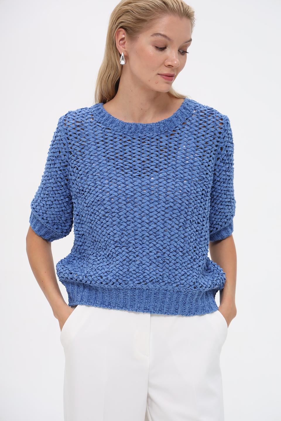 Пуловер Monari голубой ажурный