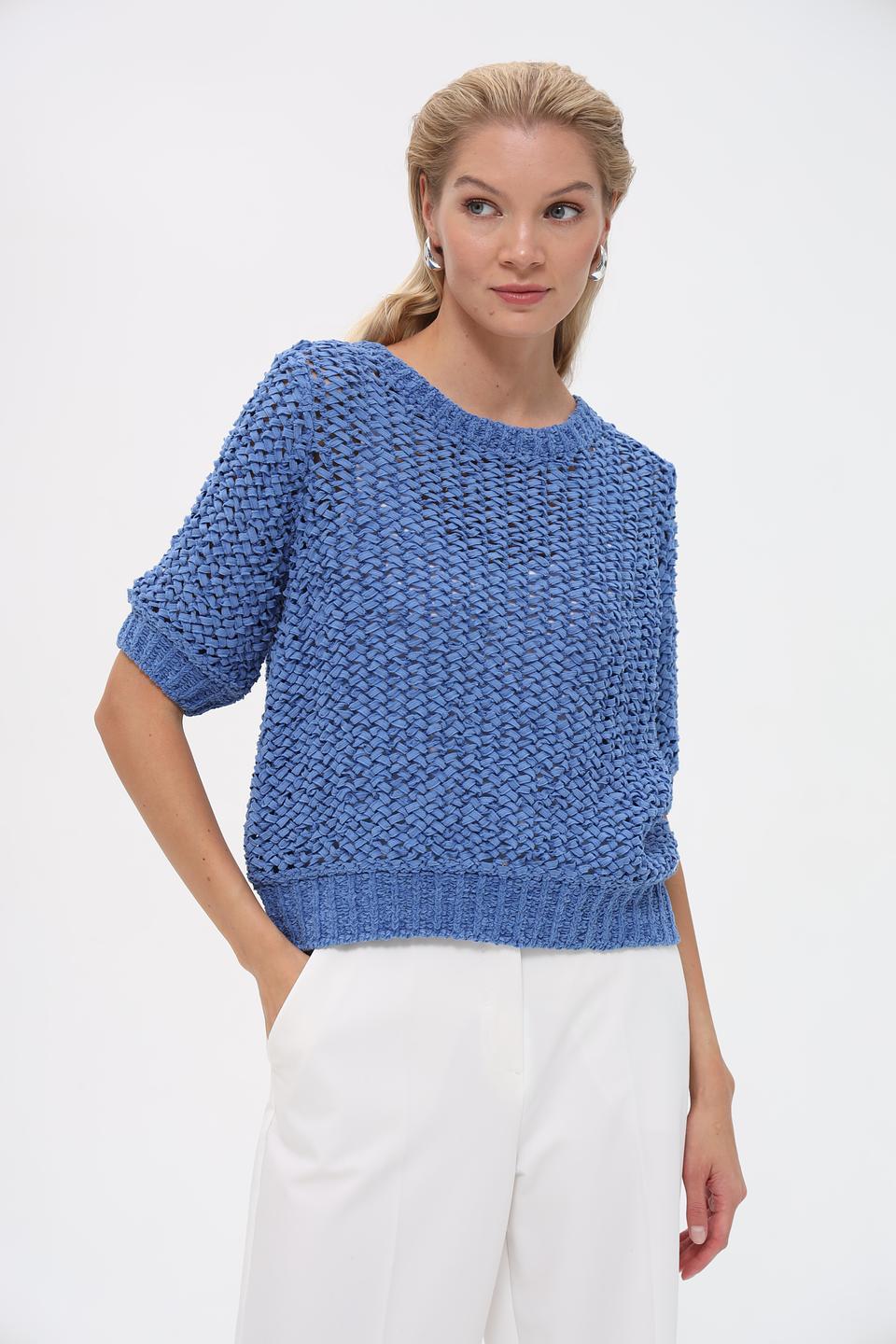 Пуловер Monari голубой ажурный