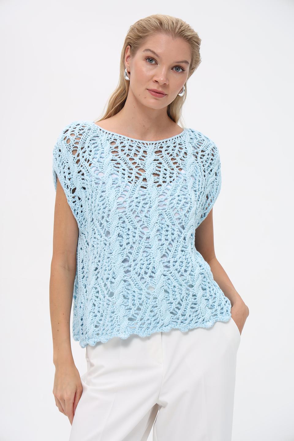 Пуловер Monari ажурный голубой