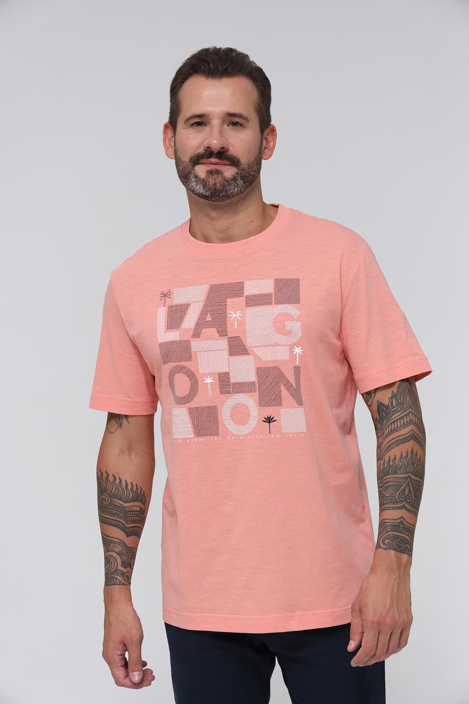 Футболка Tom Tailor персиковая с принтом