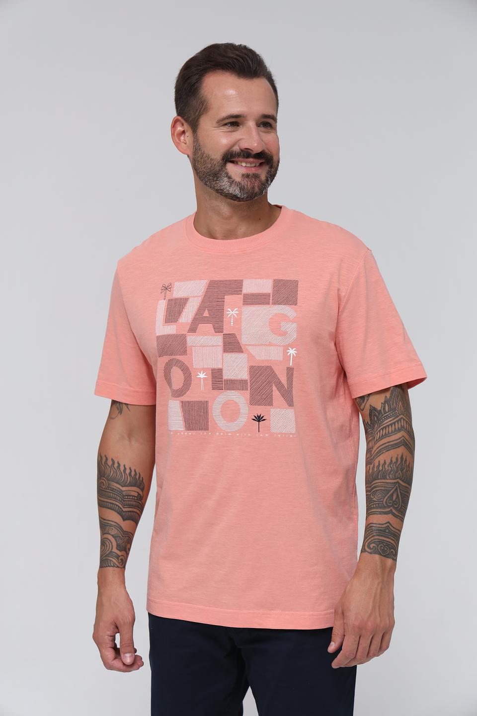 Футболка Tom Tailor персиковая с принтом