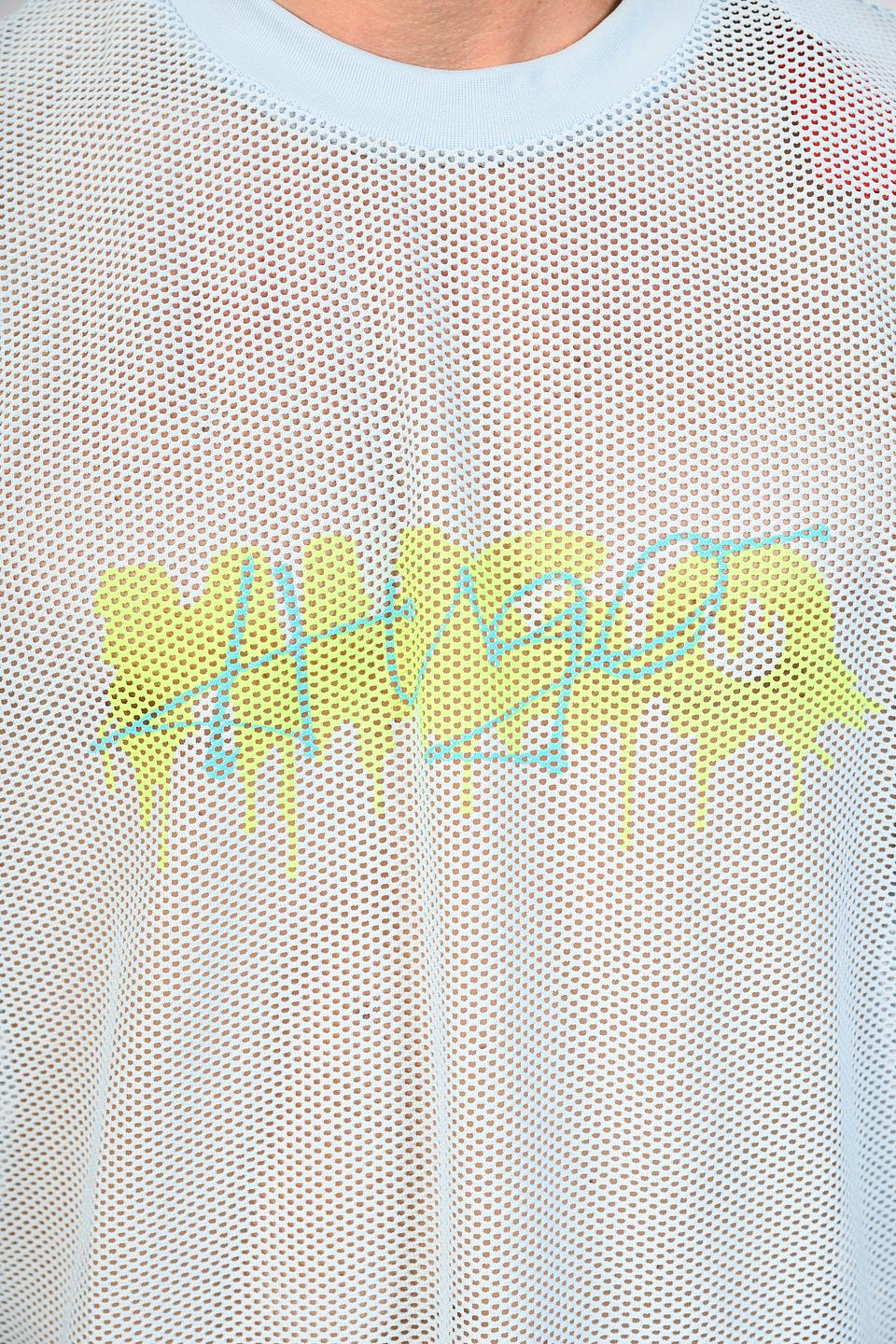 Футболка Hugo сетчатая голубая