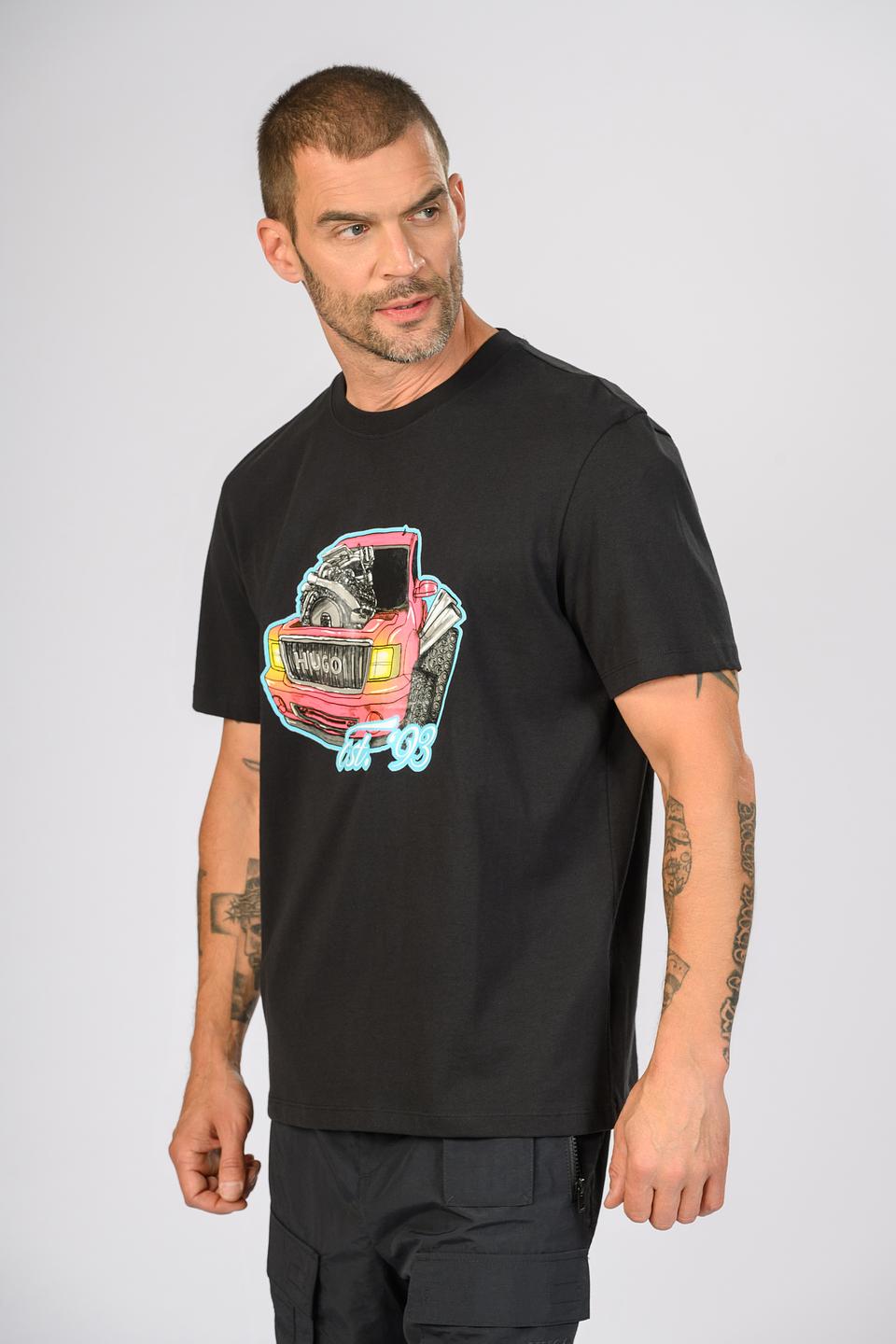 Футболка Hugo с принтом авто чёрная