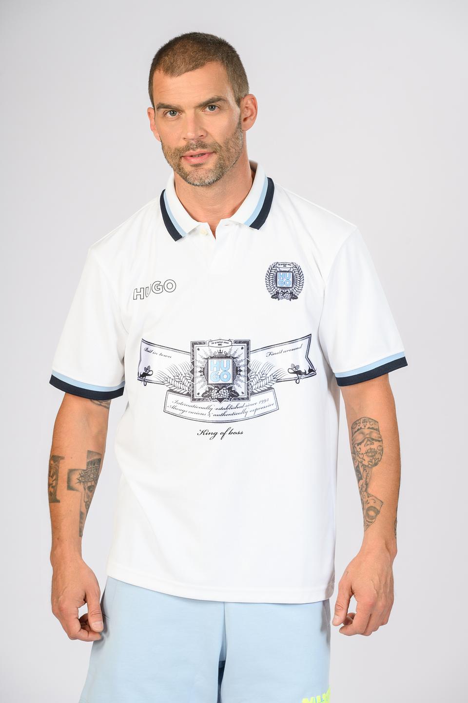 Поло Hugo муж. с принтом белый
