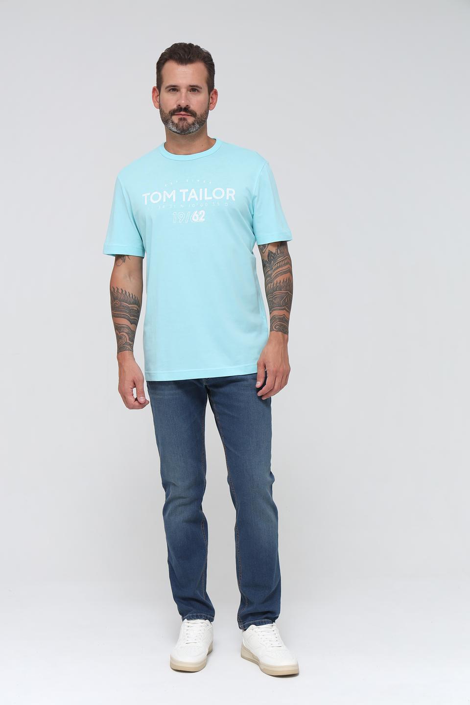 Футболка Tom Tailor голубая с логотипом