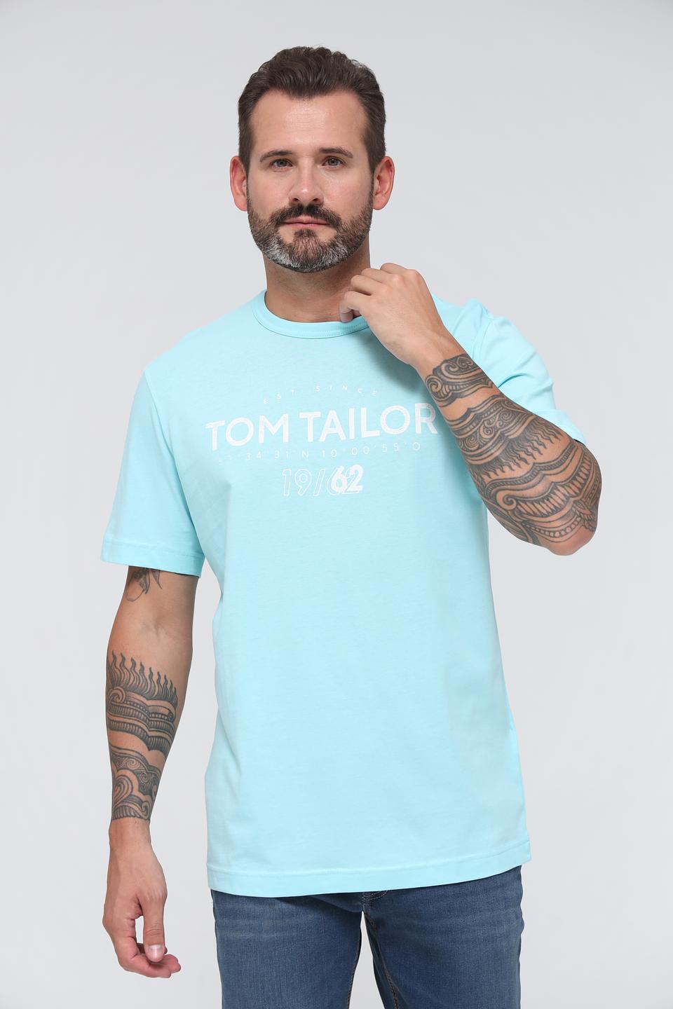 Футболка Tom Tailor голубая с логотипом