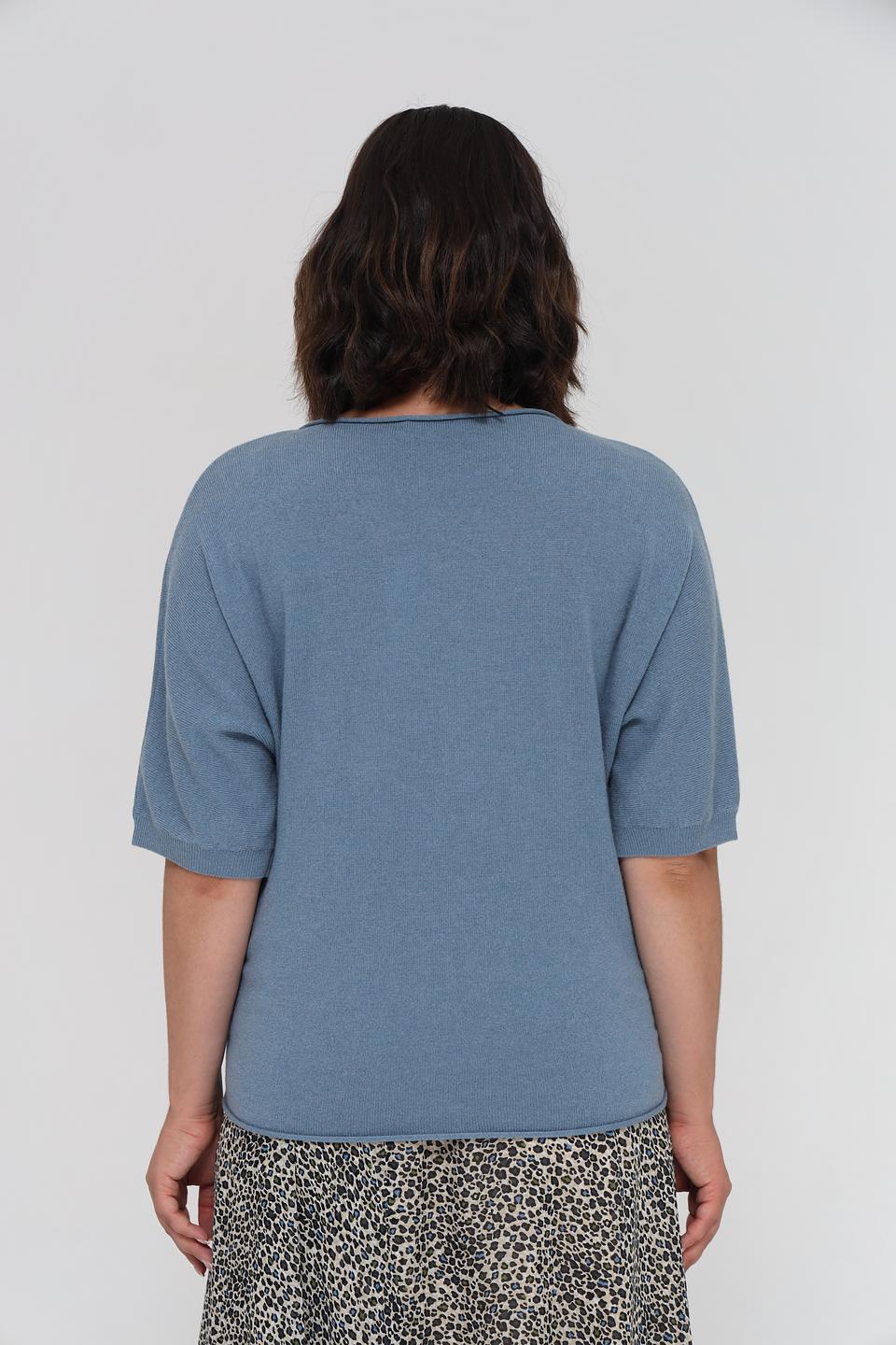 Пуловер Luisa Cerano голубой с коротким рукавом