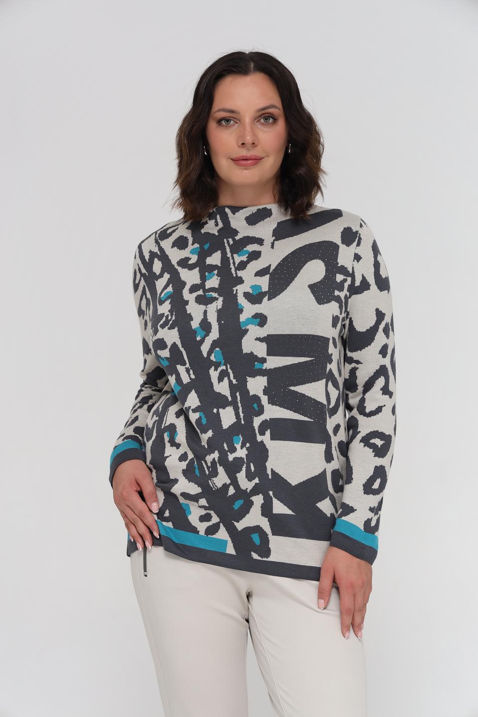 Пуловер Lebek с принтом серый