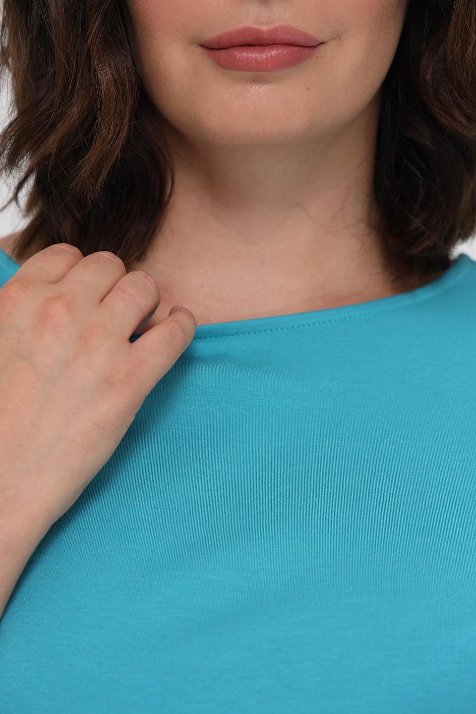 Футболка Lebek бирюзовая с 3/4 рукавом