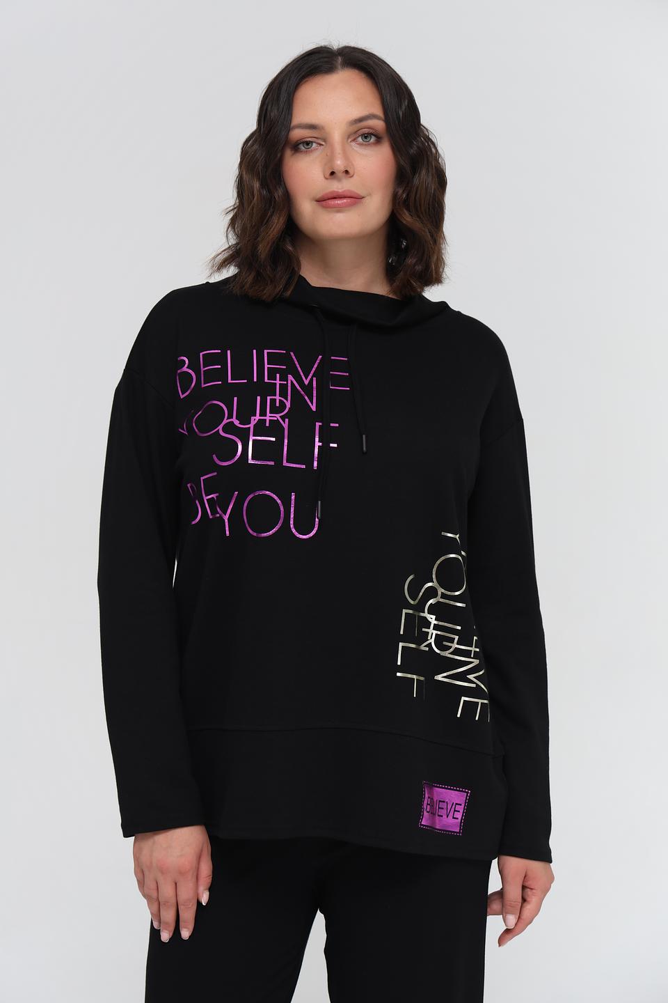 Пуловер Doris Streich с надписью чёрный