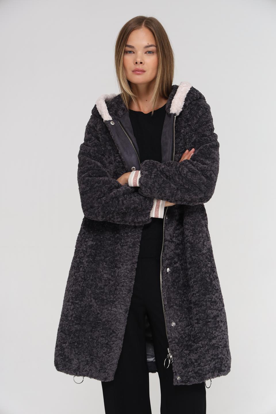 Пальто Electra style серое с мехом