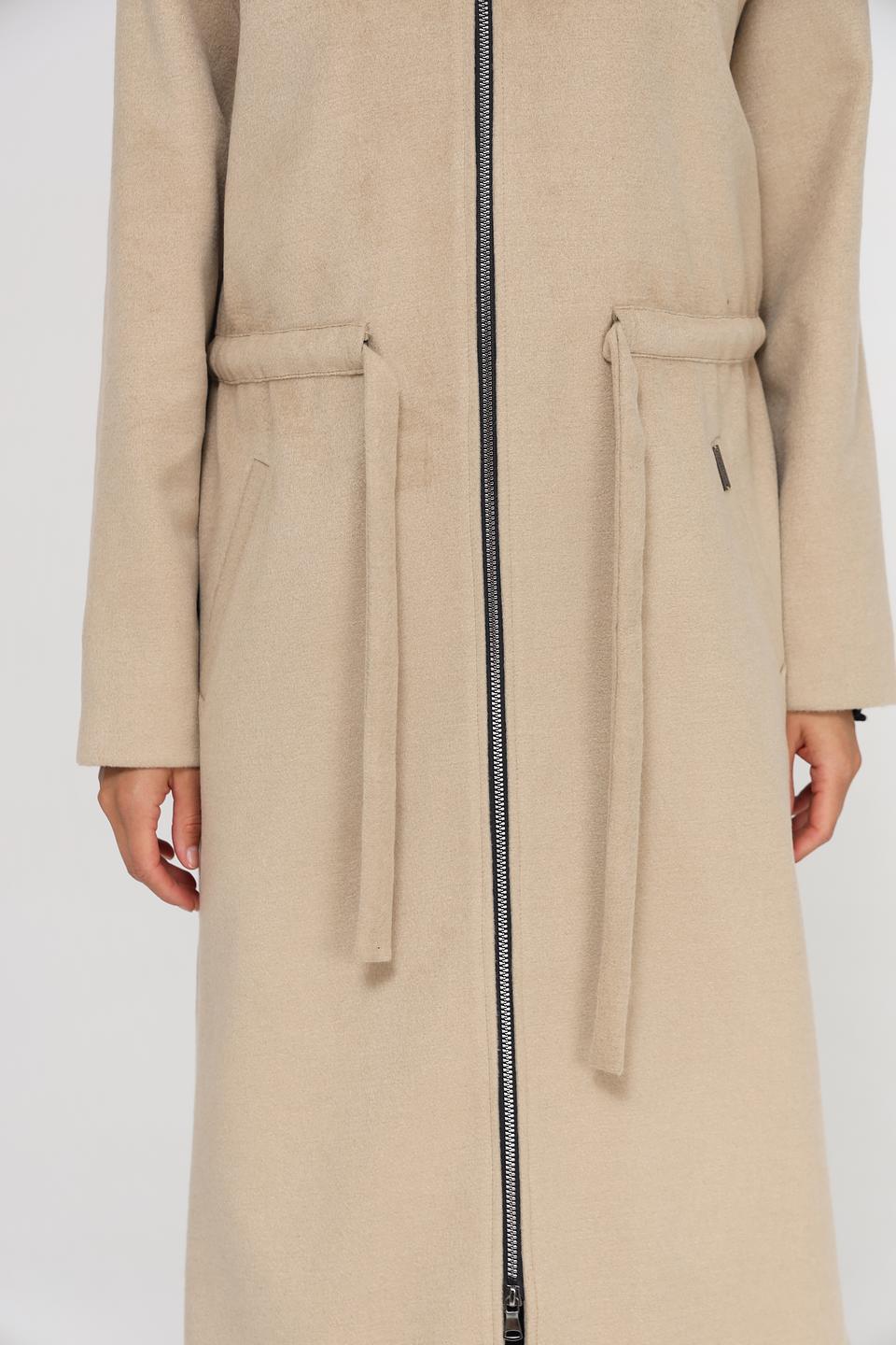 Пальто Beatris с капюшоном бежевое