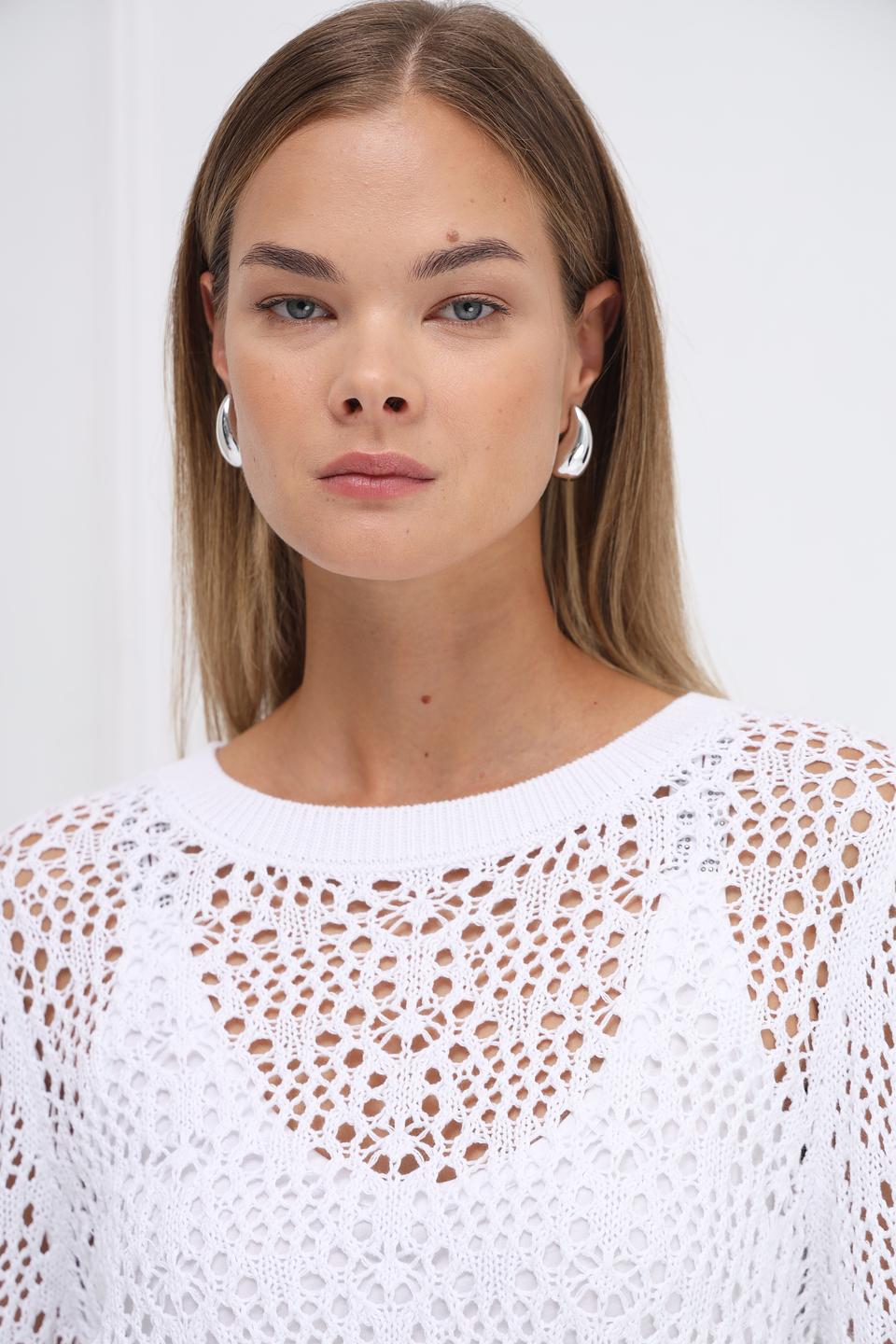 Пуловер Monari ажурный белый