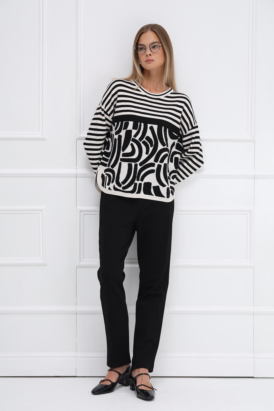 Пуловер Oui в полоску