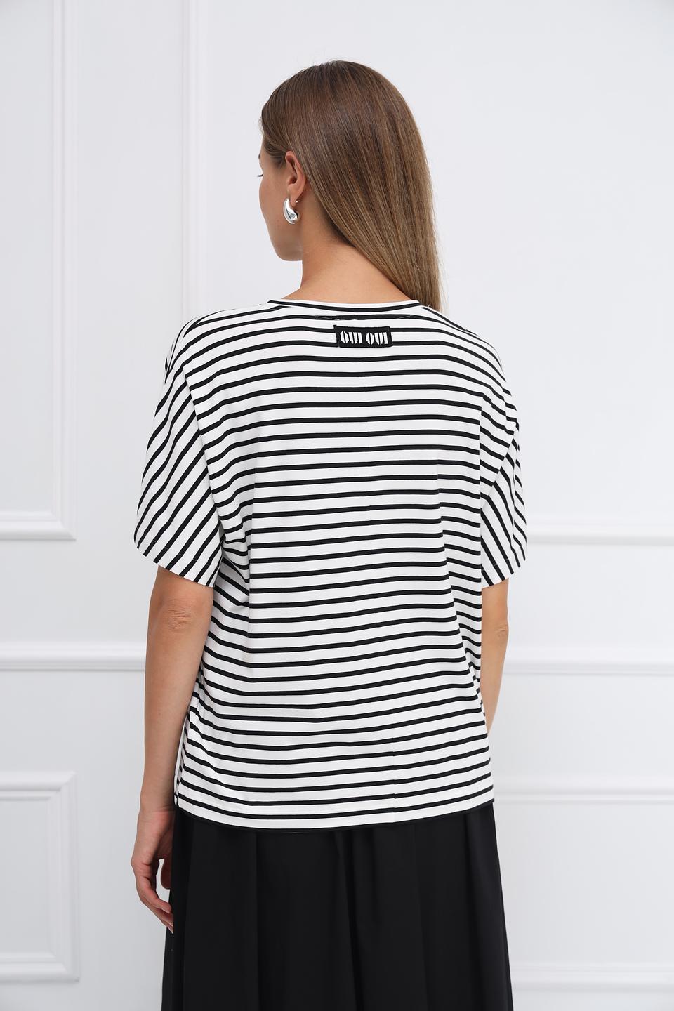 Футболка Oui в полоску с цветком