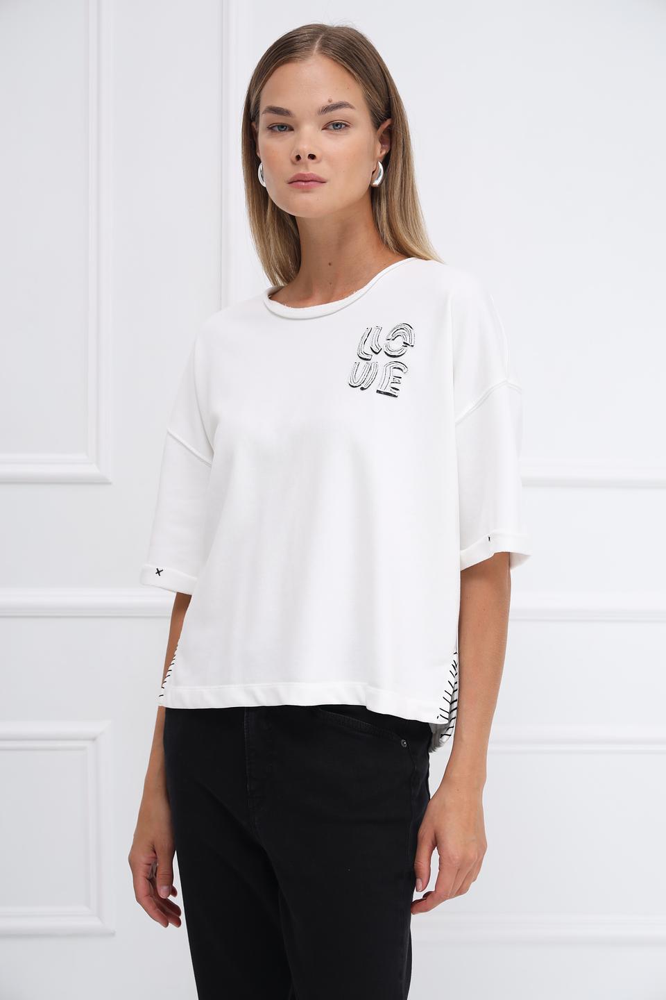 Пуловер Oui с логотипом белый