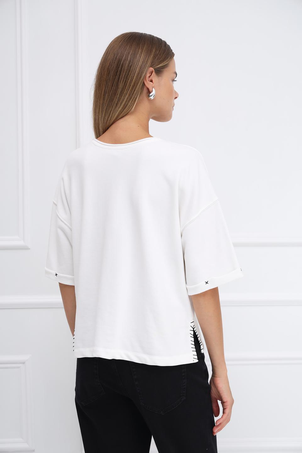 Пуловер Oui с логотипом белый