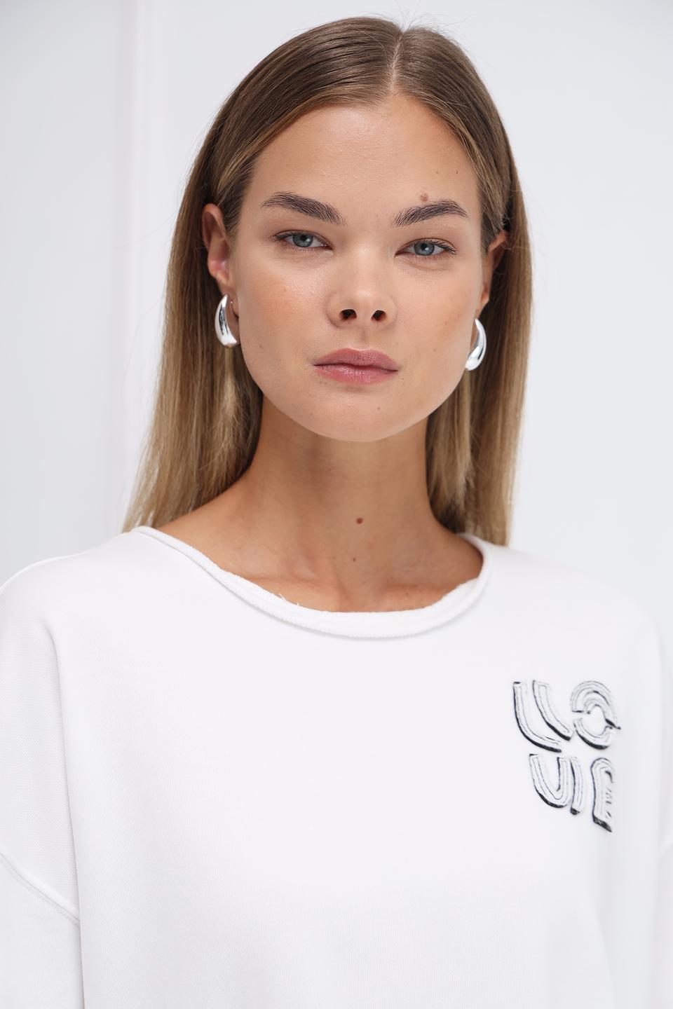 Пуловер Oui с логотипом белый