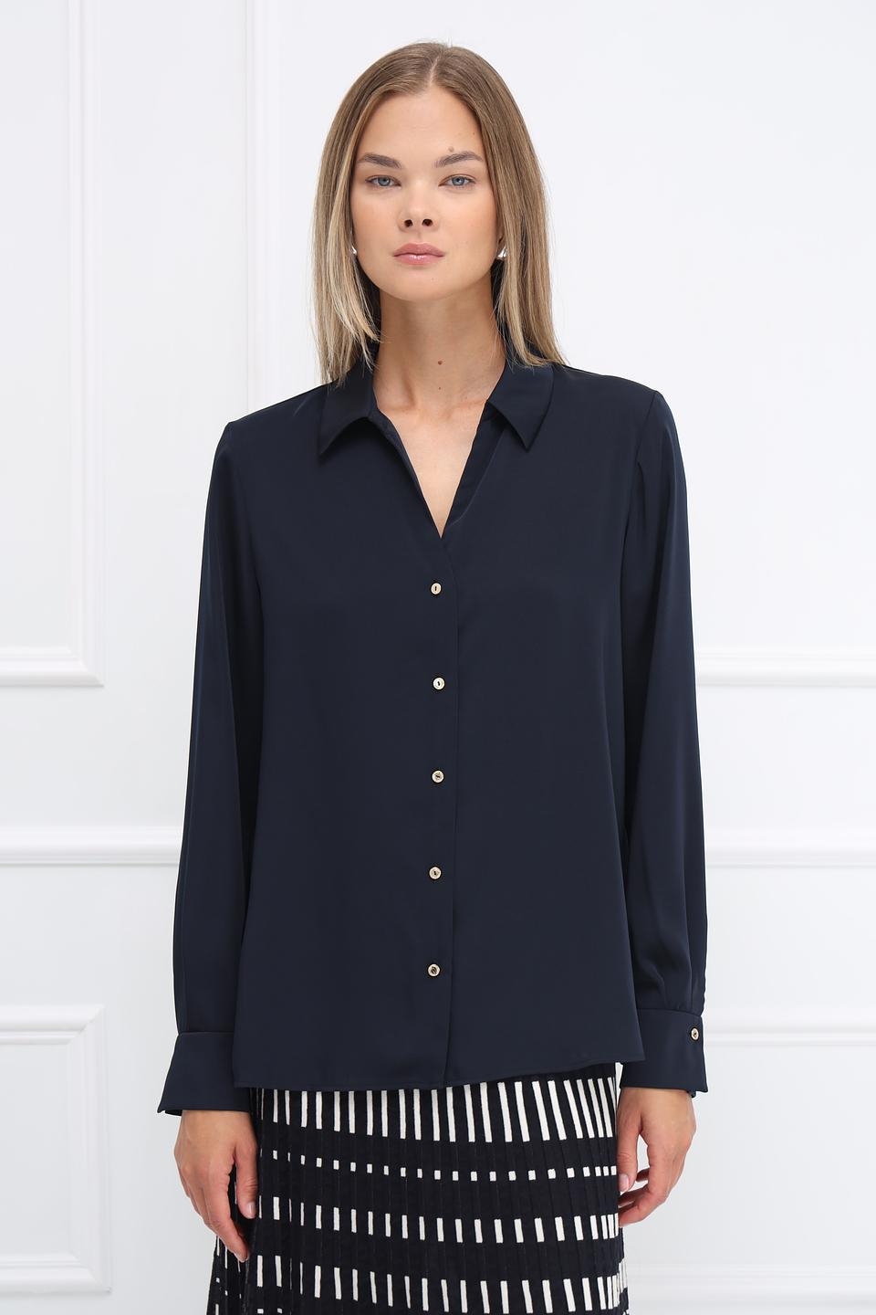 Рубашка Marc Cain длинный рукав темно-синяя