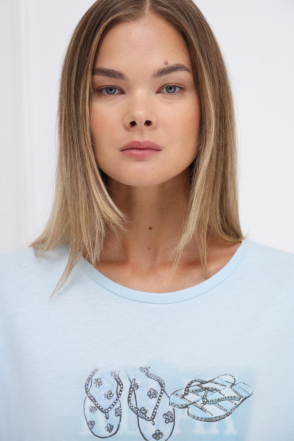 Футболка Monari с принтом голубая