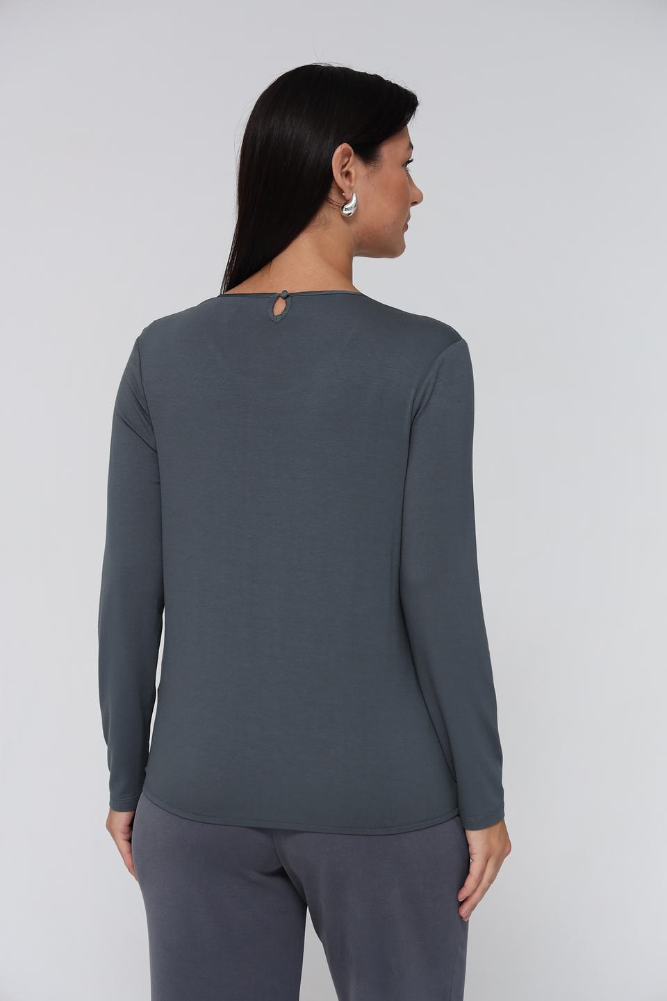 Блуза Lebek с драпировкой серая