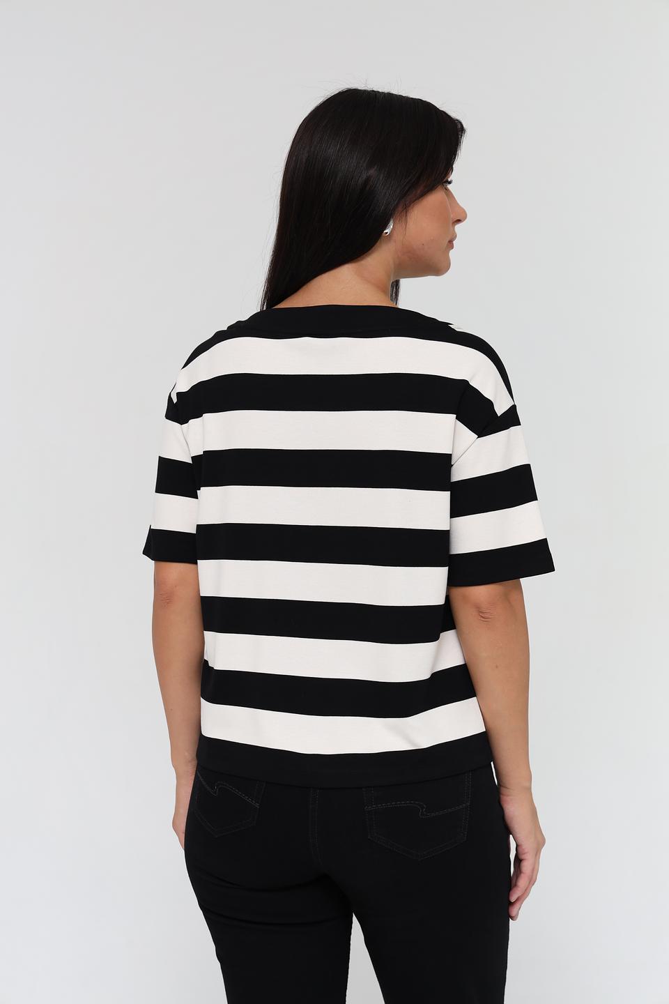 Футболка Monari в полоску чёрно-белая