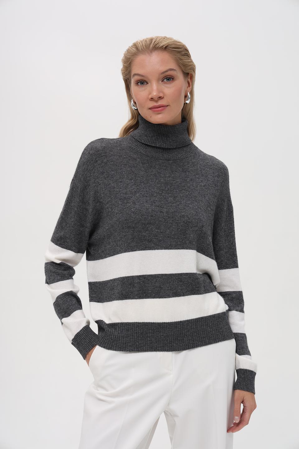 Водолазка Pezzo в полоску серая