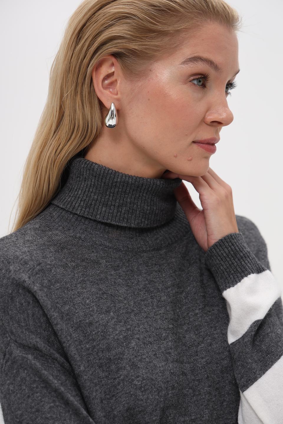 Водолазка Pezzo в полоску серая