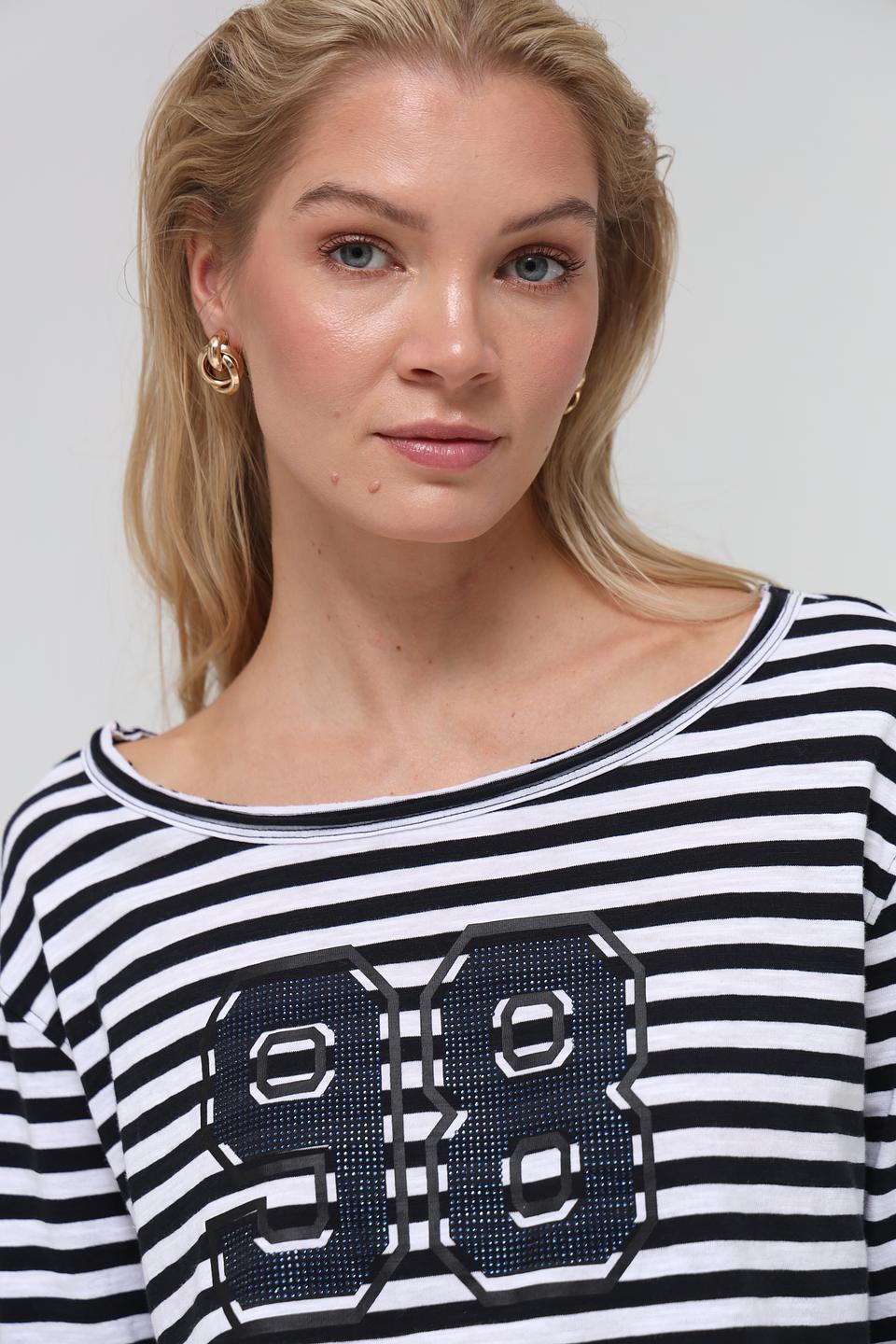 Лонгслив Pezzo в полоску с принтом